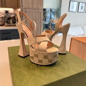 Gucci Cream Platform Sandal Heel